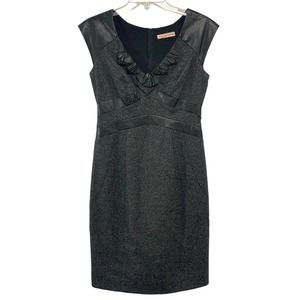 Rebecca Taylor Women’s Herringbone Gray Wool Silk Lambs Leather Trim Size 6